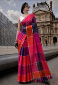 Rang Mahal Checks Linen Saree