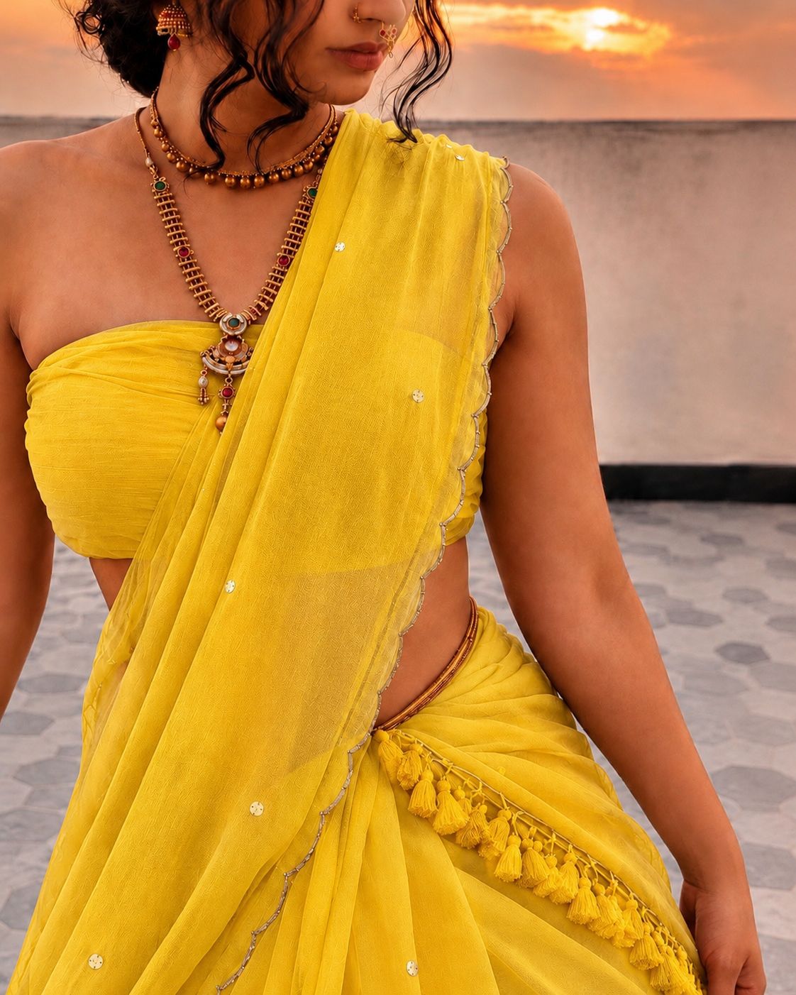Sunlit Gulnaar Mulmul Saree