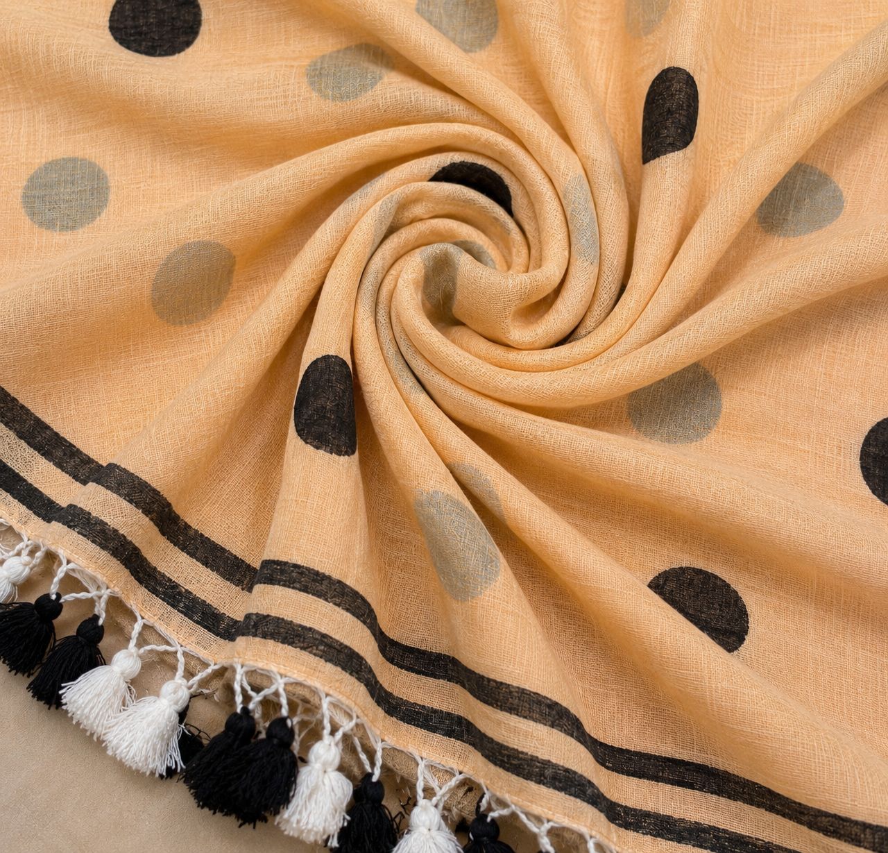 Golden Dusk Polka Mulmul Saree