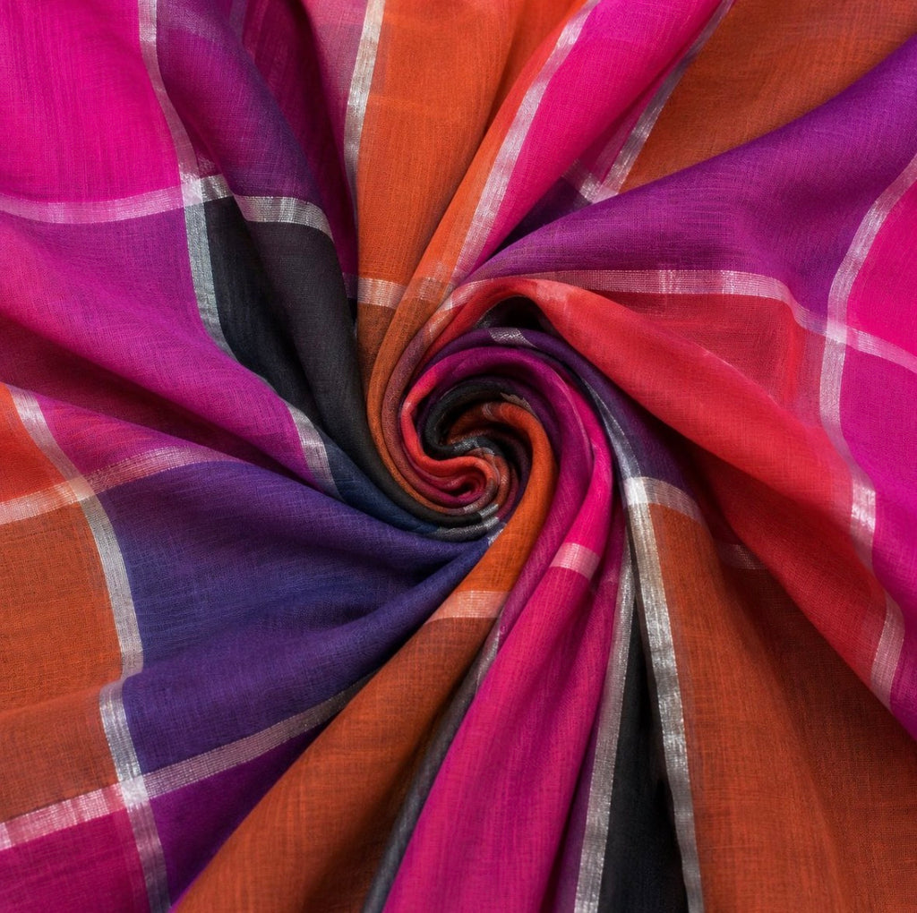 Rang Mahal Checks Linen Saree