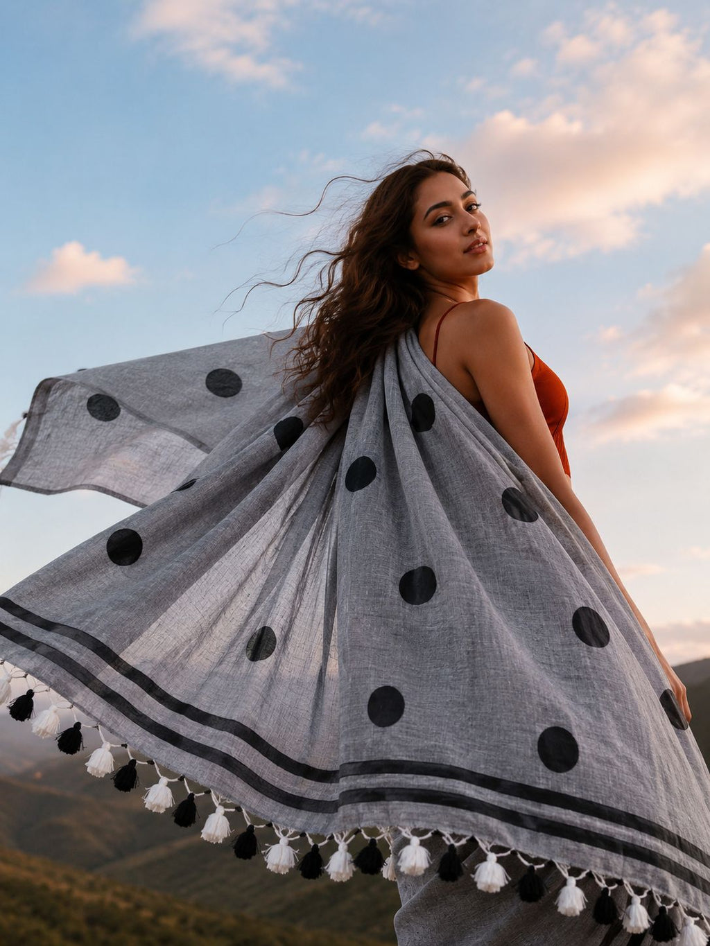 Moonshadow Polka Saree