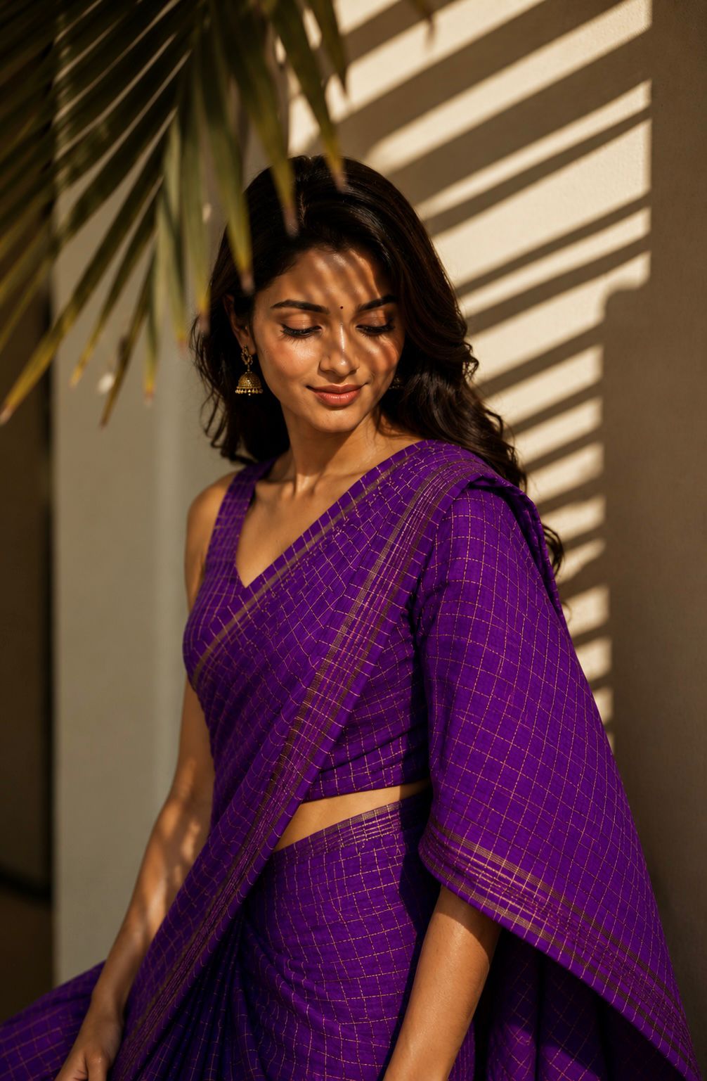 Jamuni Zari Checks Mulmul Saree