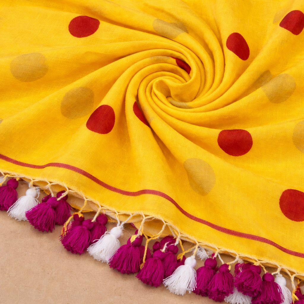 Sona polka dots mulmul saree