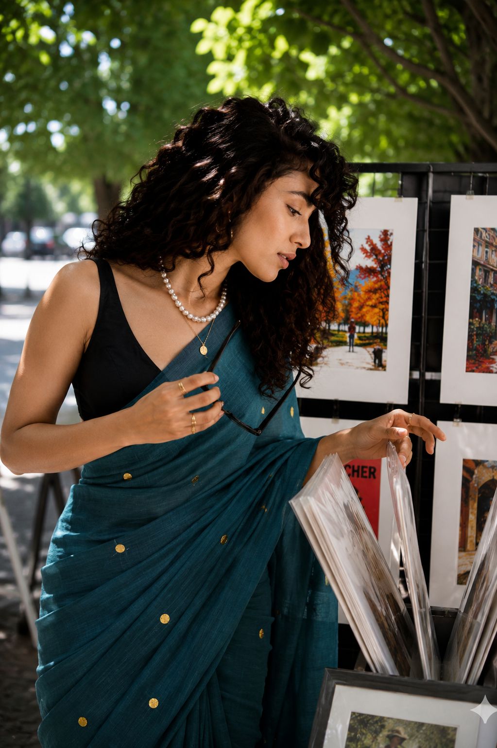 Neel Tara Mulmul Saree
