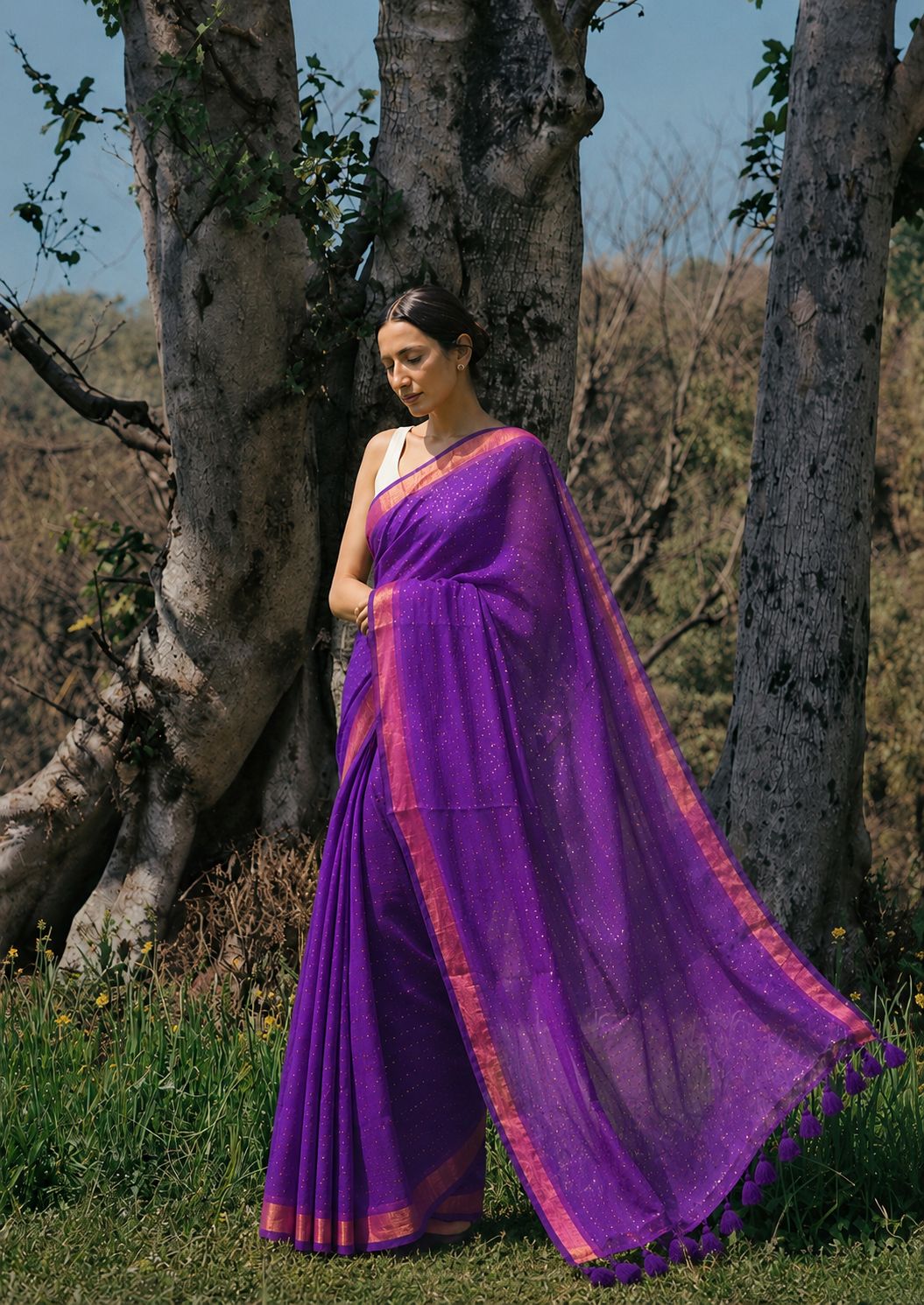 Violet Devi Mulmul Saree