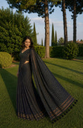 Noir Raat Zari Checks Mulmul Saree